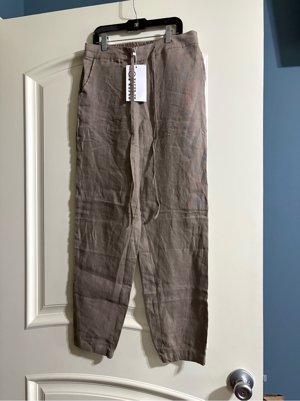 Women's Linen Drawstring Pants - Taupe